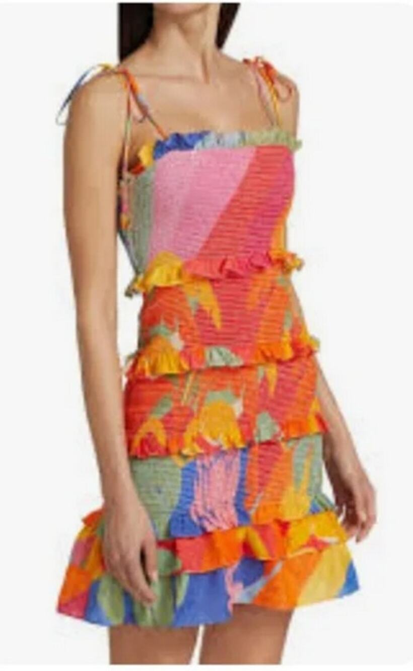 Farm Rio Tropical Sunset Smocked Dress Size S
